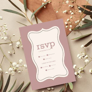 Retro Trendy Curve Kronkel Savy Bruiloft RSVP Kaartje