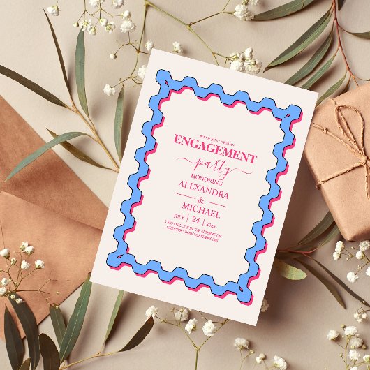 Retro Trendy Curve Squiggle Savy Verloving Kaart