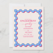 Retro Trendy Curve Squiggle Savy Verloving Kaart (Voorkant)