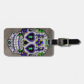 Retro Trendy Day of the Dead Sugar Skull Bagagelabel (Voorkant horizontaal)