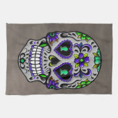 Retro Trendy Day of the Dead Sugar Skull Theedoek (Horizontaal)