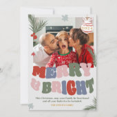 Retro Trendy Fun Vrolijk & Helder Kerstfoto Feestdagenkaart (Voorkant)