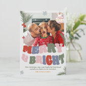 Retro Trendy Fun Vrolijk & Helder Kerstfoto Feestdagenkaart (Staand voorkant)