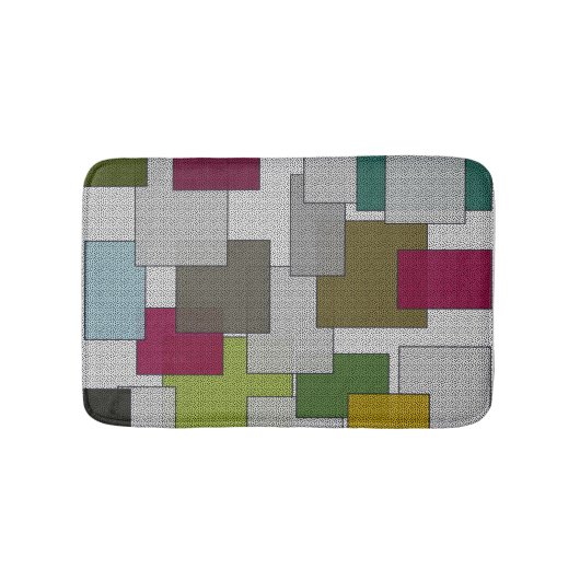 Retro Trendy Geometric Green, Grey Paars Badmat (Voorkant)