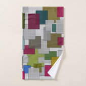 Retro Trendy Geometric Green Yellow Bad Handdoek (Handdoek)