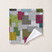 Retro Trendy Geometric Green Yellow Bad Handdoek (Wasdoekje)