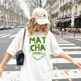Retro Trendy Groene Matcha Liefhebber Doodle T-shirt