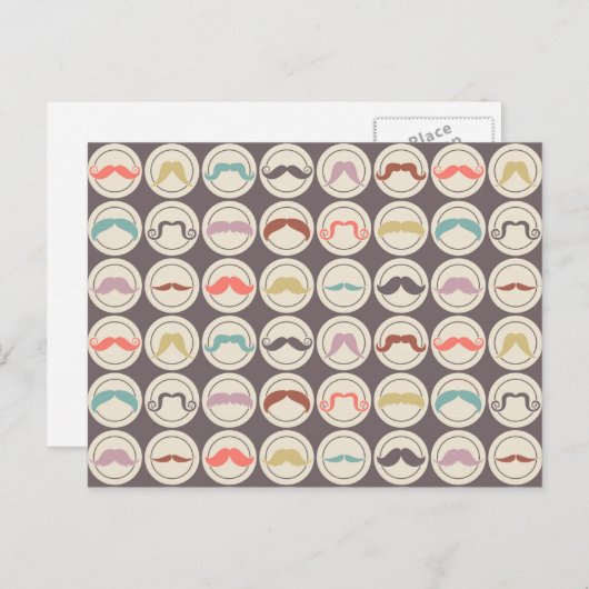 Retro Trendy Handlebar Mustache Briefkaart (Voorkant / Achterkant)