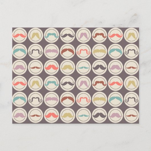 Retro Trendy Handlebar Mustache Briefkaart (Voorkant)