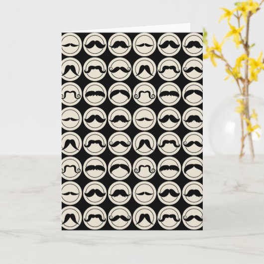 Retro Trendy Handlebar Mustache Kaart (Gele Bloem)