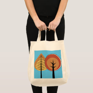 Retro Trendy Herfst Trees Canvas tas