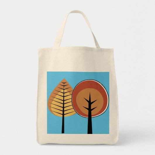 Retro Trendy Herfst Trees Canvas tas (Voorkant)