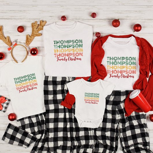  retro trendy kerst matching familie t-shirt