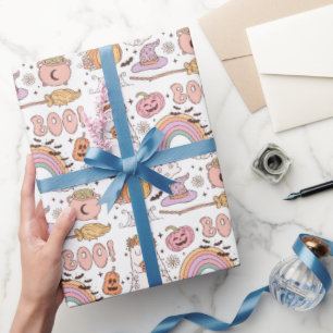 Retro Trendy Leuke Halloween Elements Ghost Pumpki Cadeaupapier