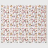 Retro Trendy Leuke Halloween Elements Ghost Pumpki Cadeaupapier (Vlak)