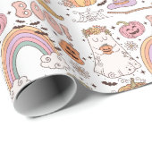Retro Trendy Leuke Halloween Elements Ghost Pumpki Cadeaupapier (Rol Hoek)
