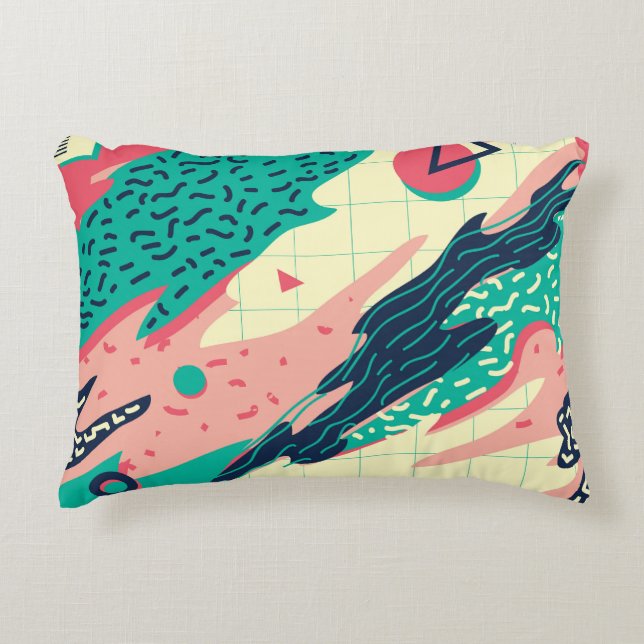 Retro Trendy Memphis Geometrisch Behang Accent Kussen (Voorkant)