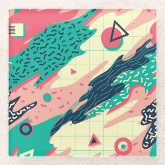 Retro Trendy Memphis Geometrisch Behang Glazen Onderzetter