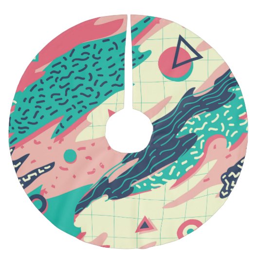 Retro Trendy Memphis Geometrisch Behang Kerstboom Rok (Voorkant)