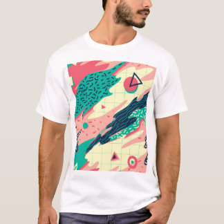 Retro Trendy Memphis Geometrisch Behang T-shirt