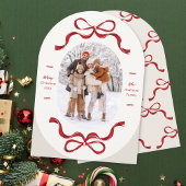 Retro trendy rode strikken ovale fotoboog feestkaa kaart