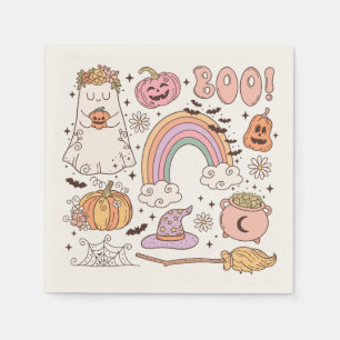 Retro Trendy Schattige Halloween Elementen Geest P Servet
