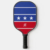 Retro Trendy Streep Amerikaanse vlag monogrammed Pickleball Paddle (Voorkant)