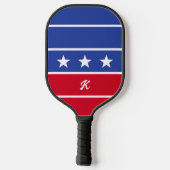 Retro Trendy Streep Amerikaanse vlag monogrammed Pickleball Paddle (Achterkant)