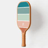 Retro Trendy Streep Terracotta Blauwgroen Monogram Pickleball Paddle (Links)
