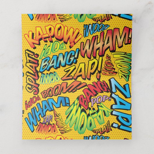 Retro trendy stripboek spraakballon plaatskaartje (Binnenkant ongevouwen)