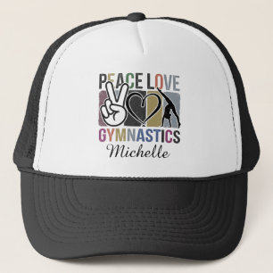 Retro Trendy Vrede Liefde Gymnastiek Gymnast Custo Trucker Pet