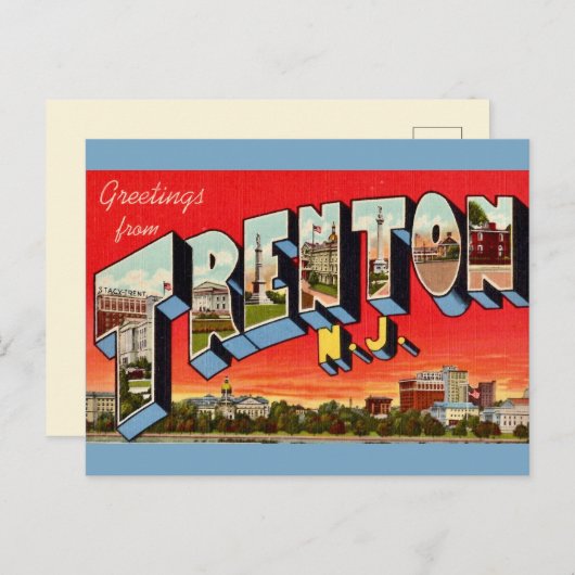 Retro Trenton NJ Briefkaart (Voorkant / Achterkant)