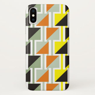 Retro triange patroon en vierkanten iPhone x hoesje