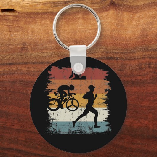 Retro Triathlon Sleutelhanger (Voorkant)