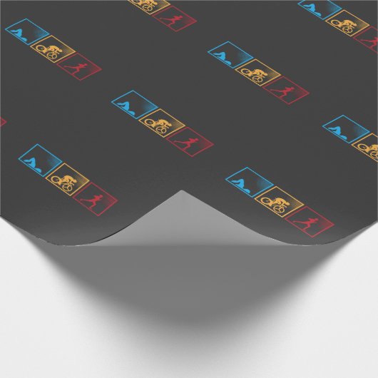 Retro Triathlon Swimming Cycling Running Athlete Cadeaupapier (Hoek)