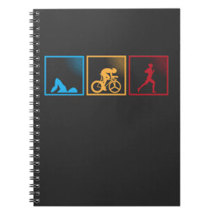 Retro Triathlon Swimming Cycling Running Athlete Notitieboek