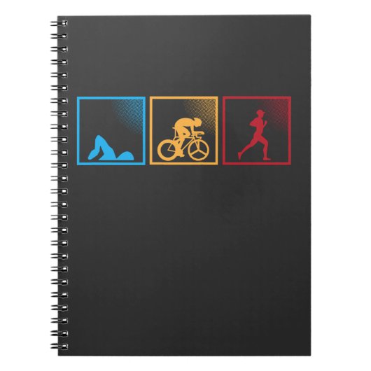 Retro Triathlon Swimming Cycling Running Athlete Notitieboek (Voorkant)