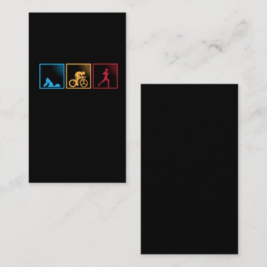 Retro Triathlon Swimming Cycling Running Athlete Visitekaartje (Voorkant / Achterkant)