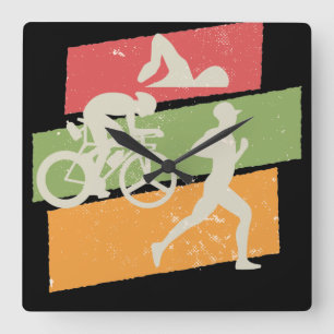 Retro Triathlon Vierkante Klok