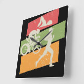 Retro  Triathlon Vierkante Klok (Hoek)