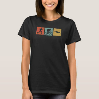 Retro Triatlon Box Fietser Hardloper Zwemmer Wielr T-shirt