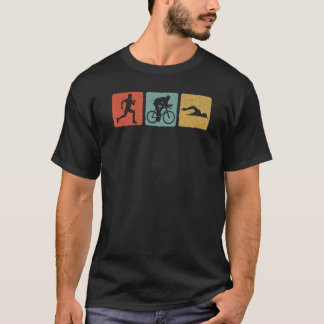 Retro Triatlon Box Fietser Hardloper Zwemmer Wielr T-shirt