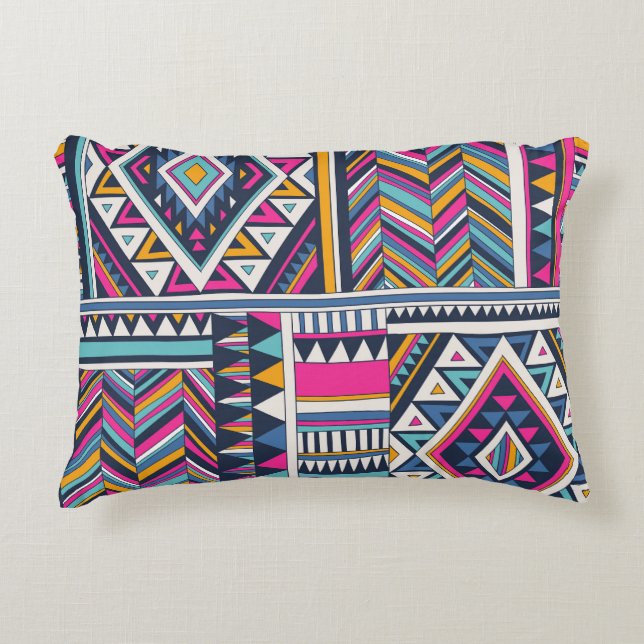 Retro tribal,  geometrisch patroon. accent kussen (Voorkant)