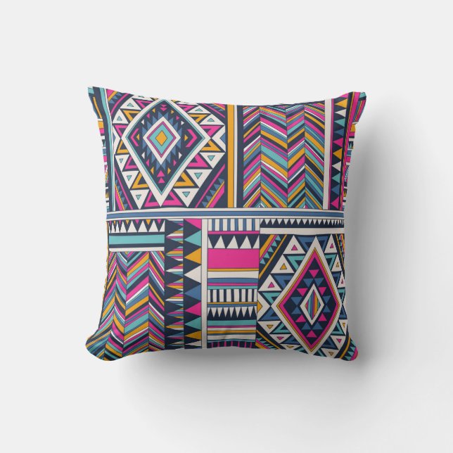 Retro tribal,  geometrisch patroon. kussen (Voorkant)