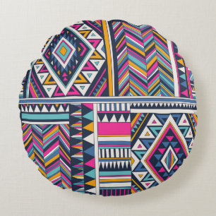 Retro tribal, geometrisch patroon. rond kussen