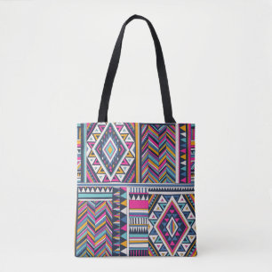 Retro tribal, geometrisch patroon. tote bag