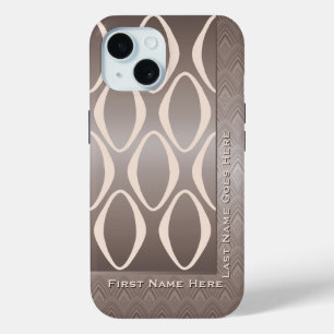 Retro Tribal in Taupe en Amandel - Gepersonaliseer iPhone 15 Case