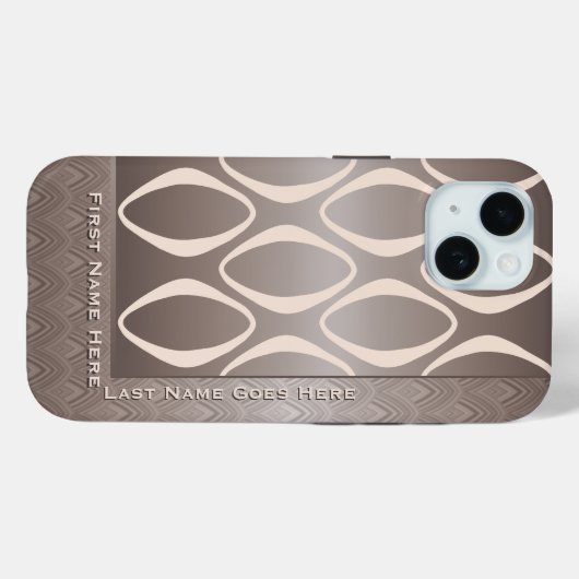 Retro Tribal in Taupe en Amandel - Gepersonaliseer Case-Mate iPhone Case (Achterkant (horizontaal))