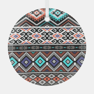 Retro Tribal Navajo: Geometrisch Naadloos. Glas Ornament