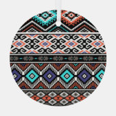 Retro Tribal Navajo: Geometrisch Naadloos. Glas Ornament (Achterkant)